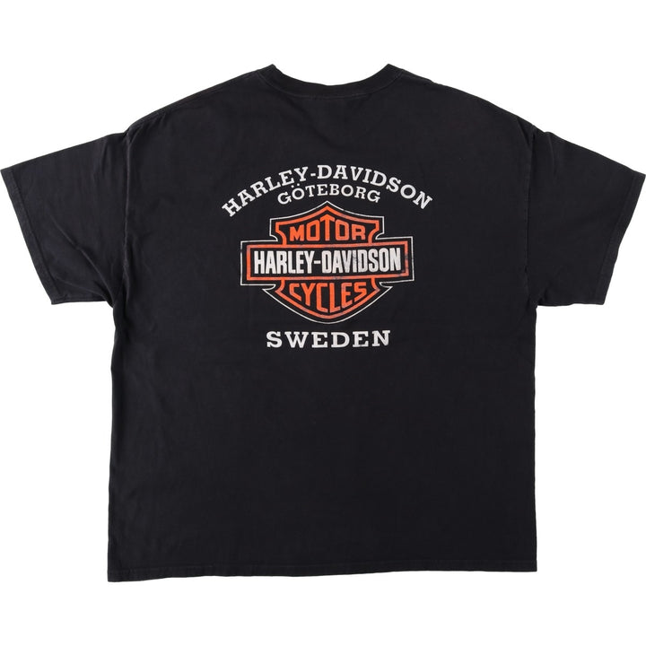 Harley-Davidson Motorcycle T-Shirt, Made in USA, Men's XXL (approx.) cotton black type Vintage Second Hand