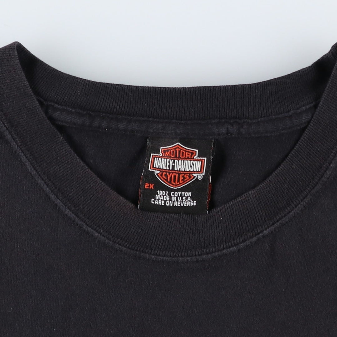 Harley-Davidson Motorcycle T-Shirt, Made in USA, Men's XXL (approx.) cotton black type Vintage Second Hand