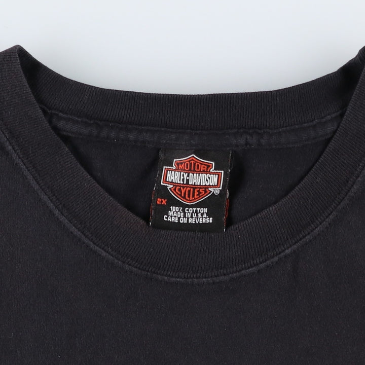 Harley-Davidson Motorcycle T-Shirt, Made in USA, Men's XXL (approx.) cotton black type Vintage Second Hand