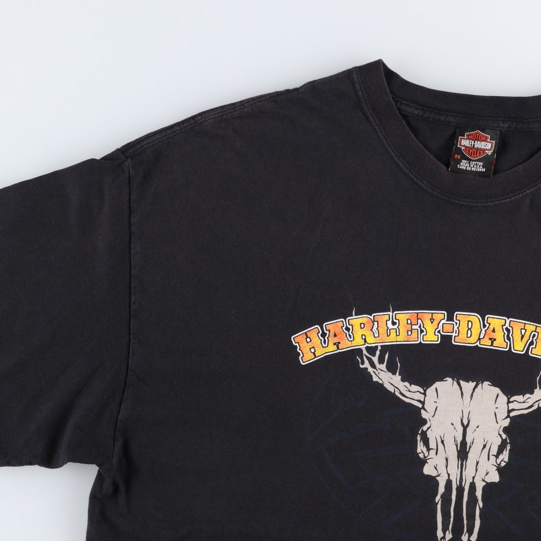 Harley-Davidson Motorcycle T-Shirt, Made in USA, Men's XXL (approx.) cotton black type Vintage Second Hand