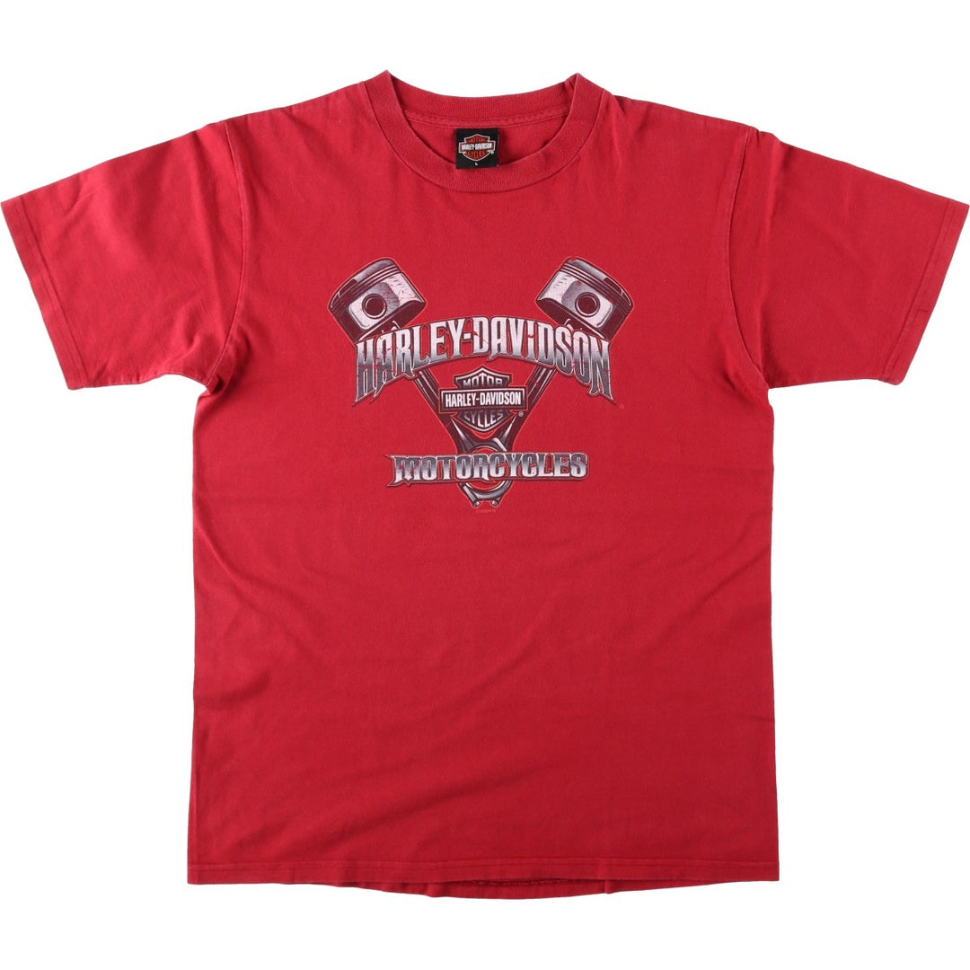Harley-Davidson Motorcycle T-Shirt, Made in USA, Men's Size L (approx.) cotton red type Vintage Second Hand