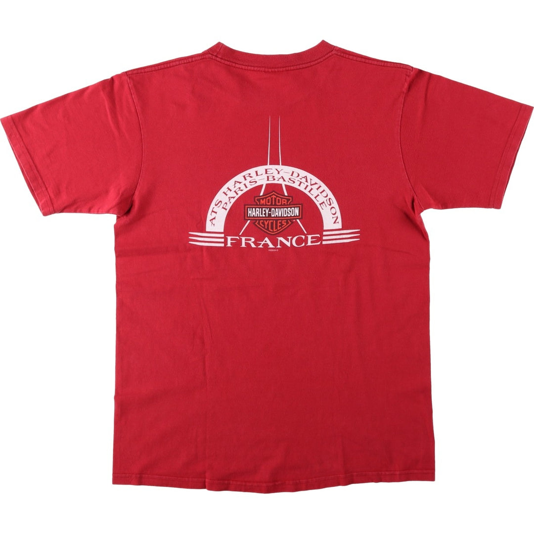 Harley-Davidson Motorcycle T-Shirt, Made in USA, Men's Size L (approx.) cotton red type Vintage Second Hand