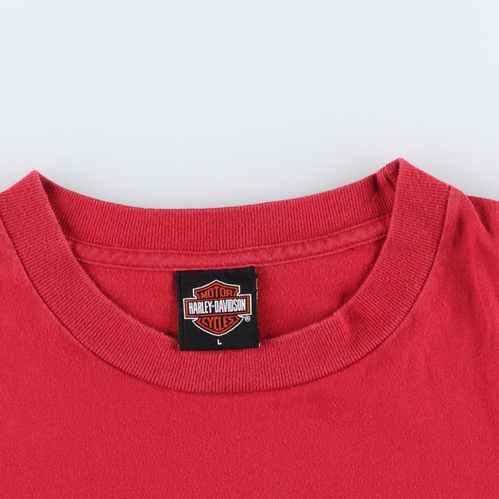 Harley-Davidson Motorcycle T-Shirt, Made in USA, Men's Size L (approx.) cotton red type Vintage Second Hand