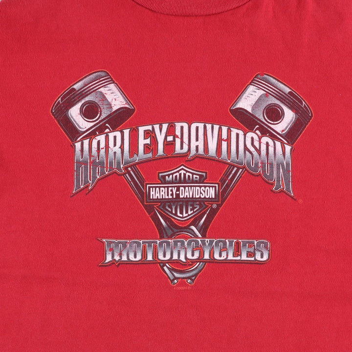 Harley-Davidson Motorcycle T-Shirt, Made in USA, Men's Size L (approx.) cotton red type Vintage Second Hand