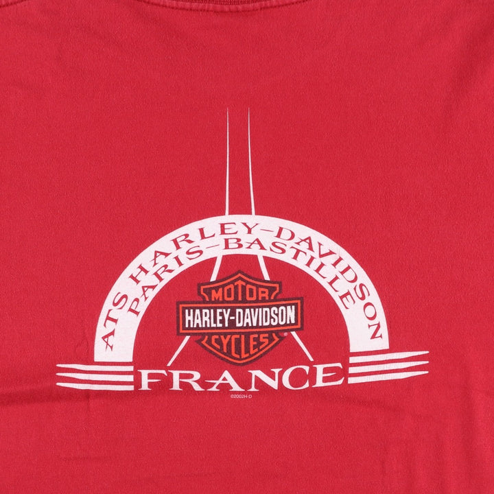 Harley-Davidson Motorcycle T-Shirt, Made in USA, Men's Size L (approx.) cotton red type Vintage Second Hand