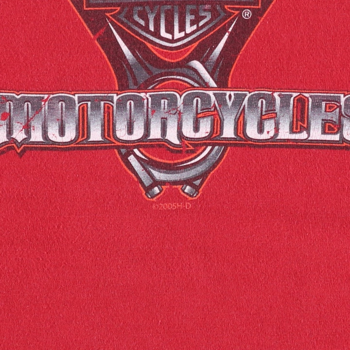 Harley-Davidson Motorcycle T-Shirt, Made in USA, Men's Size L (approx.) cotton red type Vintage Second Hand