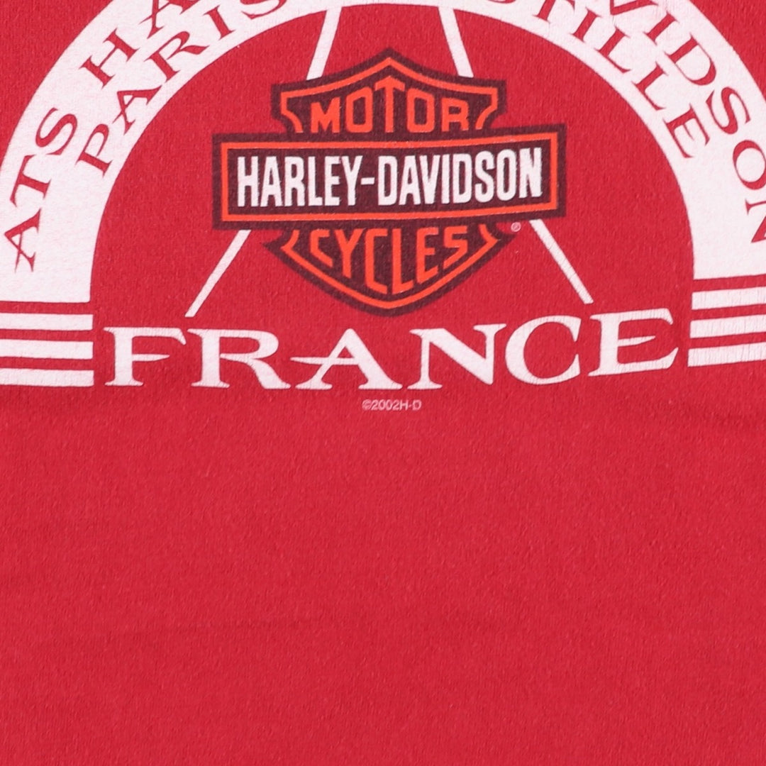 Harley-Davidson Motorcycle T-Shirt, Made in USA, Men's Size L (approx.) cotton red type Vintage Second Hand