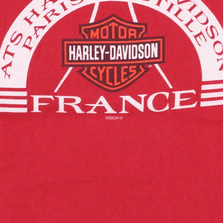 Harley-Davidson Motorcycle T-Shirt, Made in USA, Men's Size L (approx.) cotton red type Vintage Second Hand