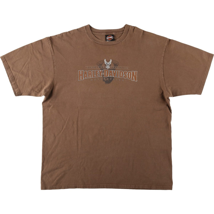 Harley-Davidson Eagle Pattern Motorcycle Bike T-shirt Made in USA Men's XXL cotton brown type Vintage Second Hand