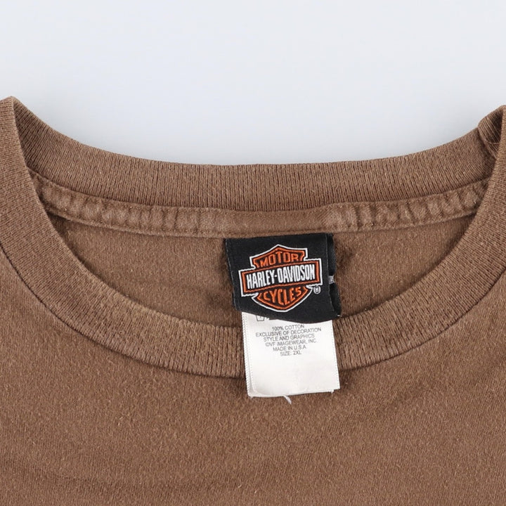 Harley-Davidson Eagle Pattern Motorcycle Bike T-shirt Made in USA Men's XXL cotton brown type Vintage Second Hand