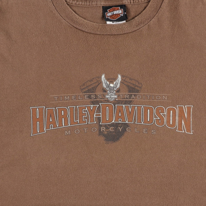 Harley-Davidson Eagle Pattern Motorcycle Bike T-shirt Made in USA Men's XXL cotton brown type Vintage Second Hand