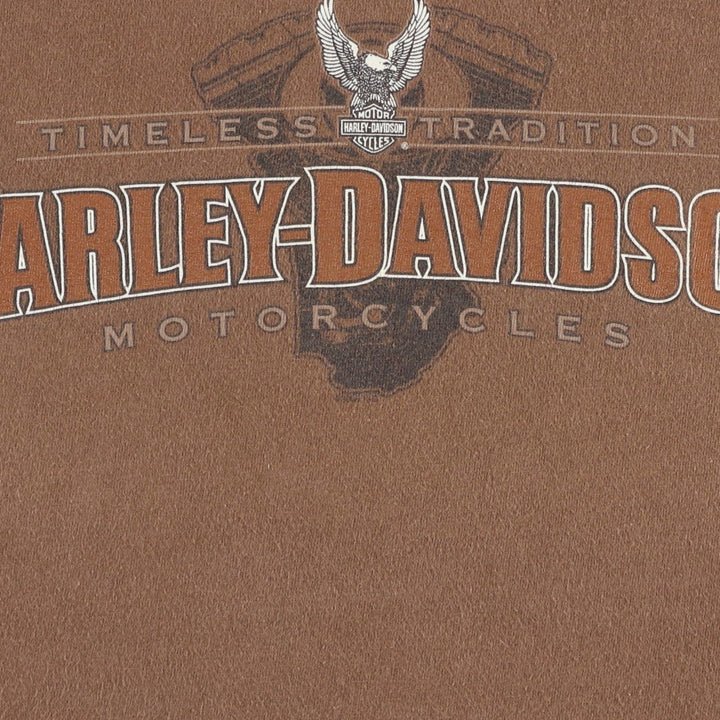 Harley-Davidson Eagle Pattern Motorcycle Bike T-shirt Made in USA Men's XXL cotton brown type Vintage Second Hand