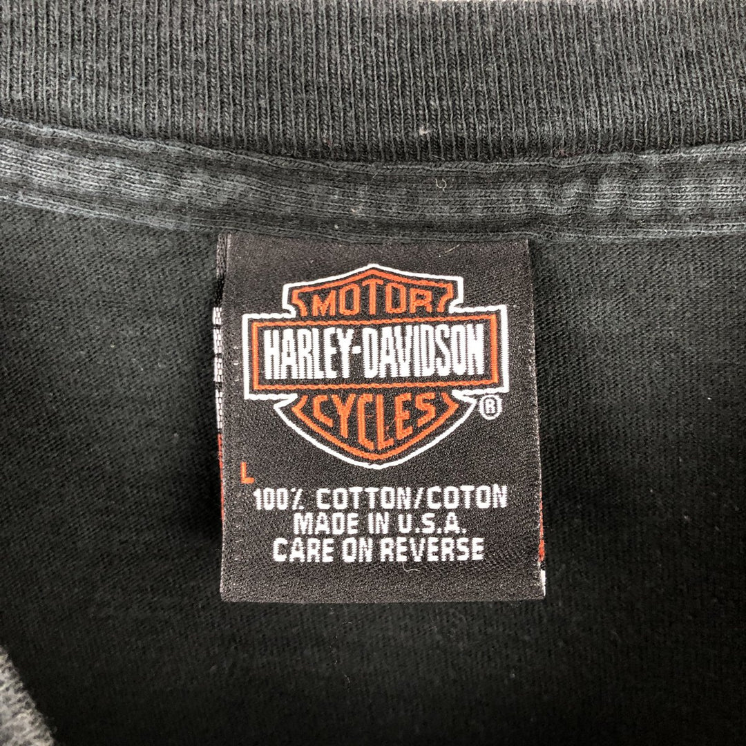 Harley-Davidson Motorcycle Bike T-shirt Made in USA Men's L size cotton black type Vintage Second Hand