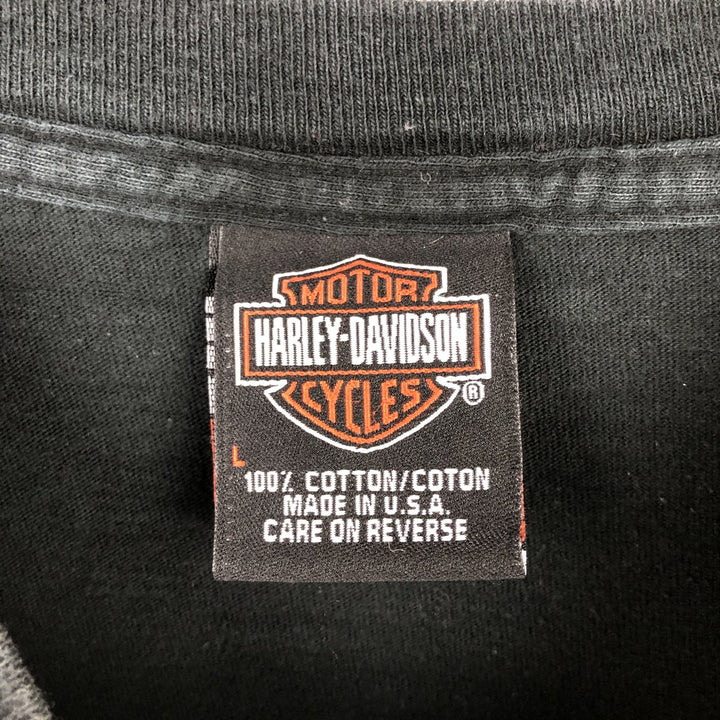 Harley-Davidson Motorcycle Bike T-shirt Made in USA Men's L size cotton black type Vintage Second Hand