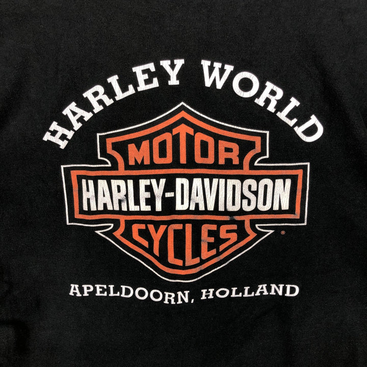 Harley-Davidson Motorcycle Bike T-shirt Made in USA Men's L size cotton black type Vintage Second Hand
