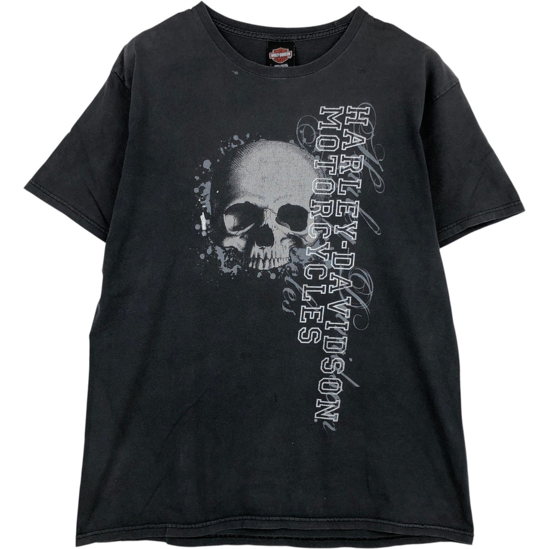 Harley-Davidson Skull Pattern Motorcycle Bike T-shirt Men's L size cotton Charcoal Vintage Second Hand