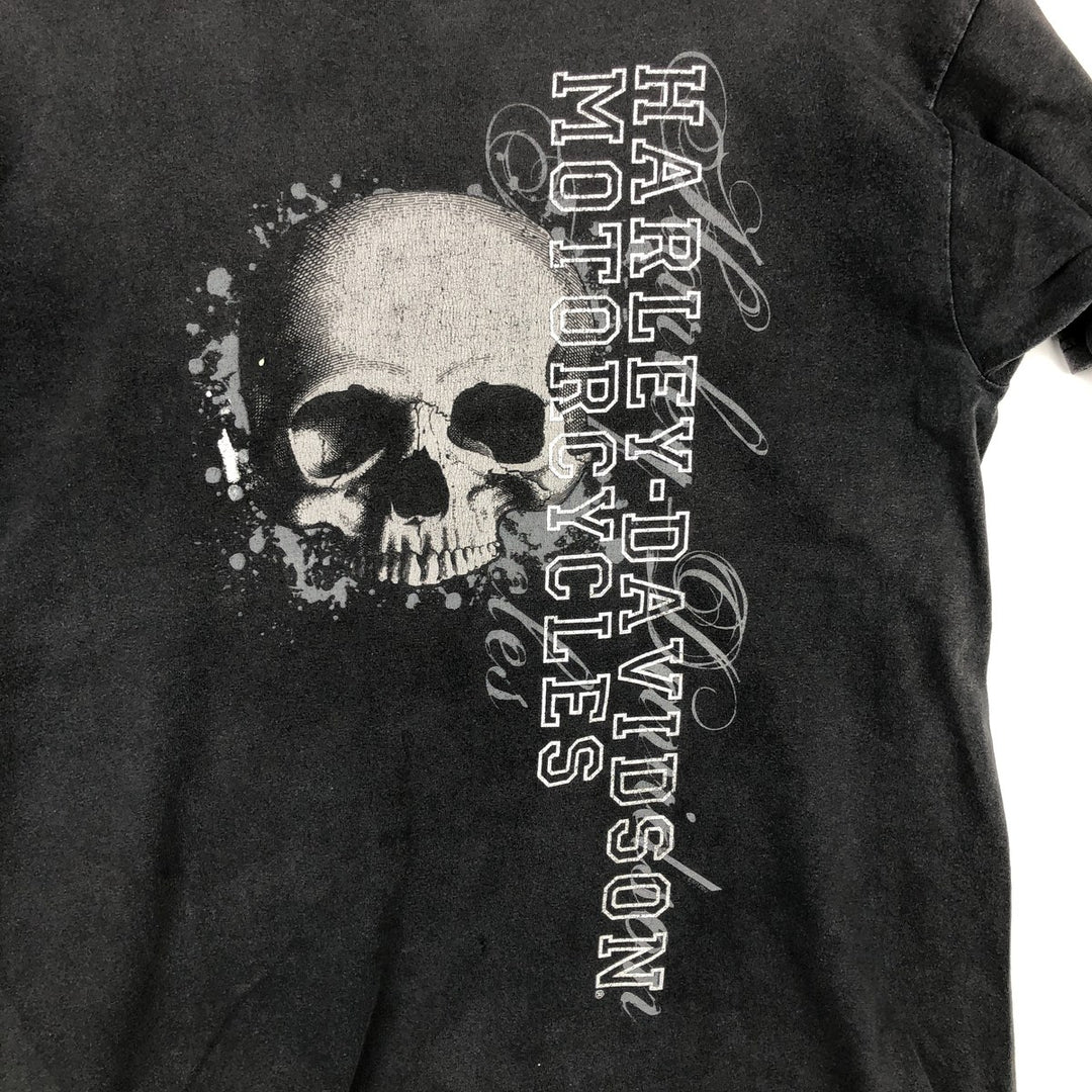 Harley-Davidson Skull Pattern Motorcycle Bike T-shirt Men's L size cotton Charcoal Vintage Second Hand