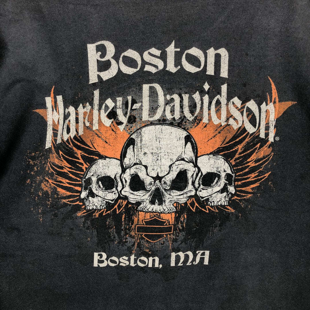 Harley-Davidson Skull Pattern Motorcycle Bike T-shirt Men's L size cotton Charcoal Vintage Second Hand