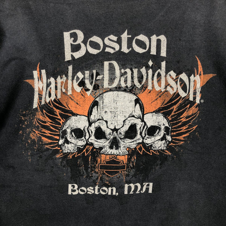 Harley-Davidson Skull Pattern Motorcycle Bike T-shirt Men's L size cotton Charcoal Vintage Second Hand