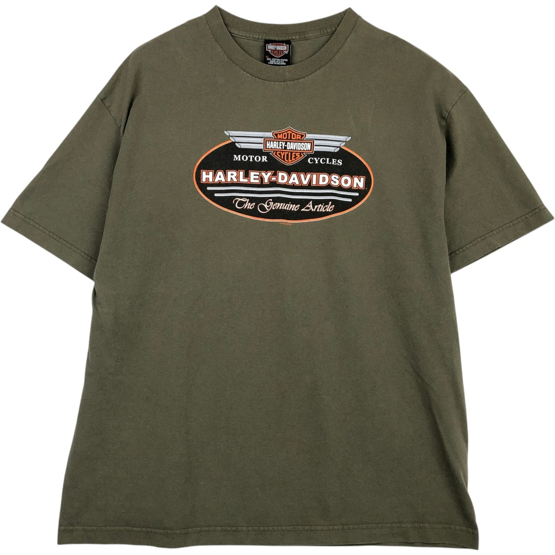 00'S Harley-Davidson Motorcycle Bike T-shirt Made in USA Men's XL cotton Khaki type Vintage Second Hand