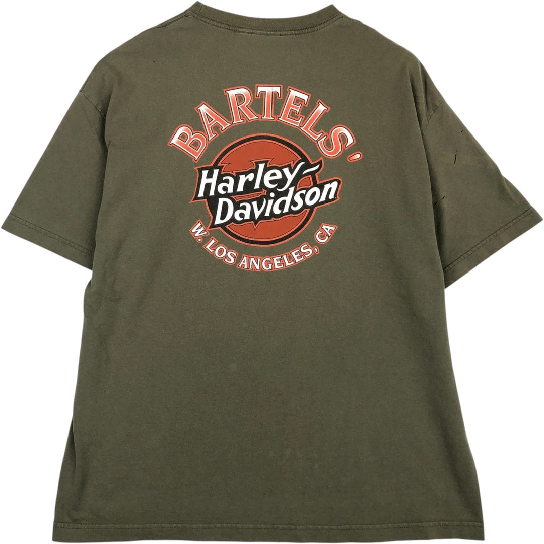 00'S Harley-Davidson Motorcycle Bike T-shirt Made in USA Men's XL cotton Khaki type Vintage Second Hand