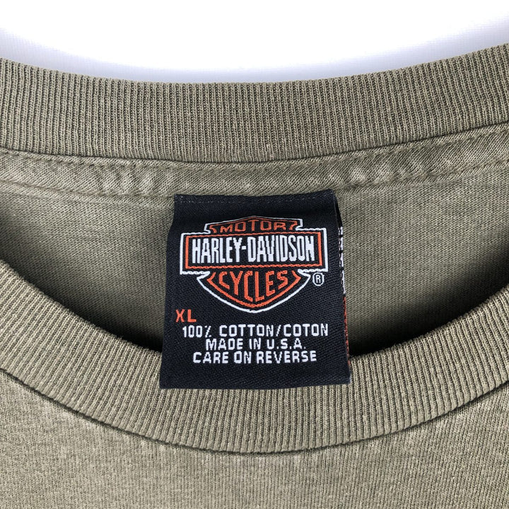 00'S Harley-Davidson Motorcycle Bike T-shirt Made in USA Men's XL cotton Khaki type Vintage Second Hand