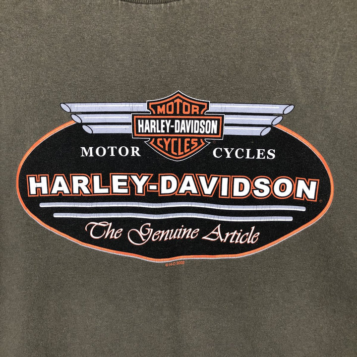 00'S Harley-Davidson Motorcycle Bike T-shirt Made in USA Men's XL cotton Khaki type Vintage Second Hand