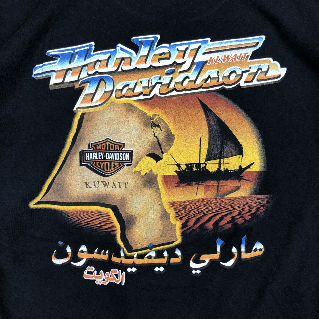 00'S Harley-Davidson Skull Pattern Motorcycle Bike T-shirt Made in USA Men's XL cotton black type Vintage Second Hand