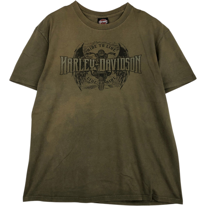 Harley-Davidson Motorcycle Bike T-shirt, Men's XL size cotton Khaki type Vintage Second Hand