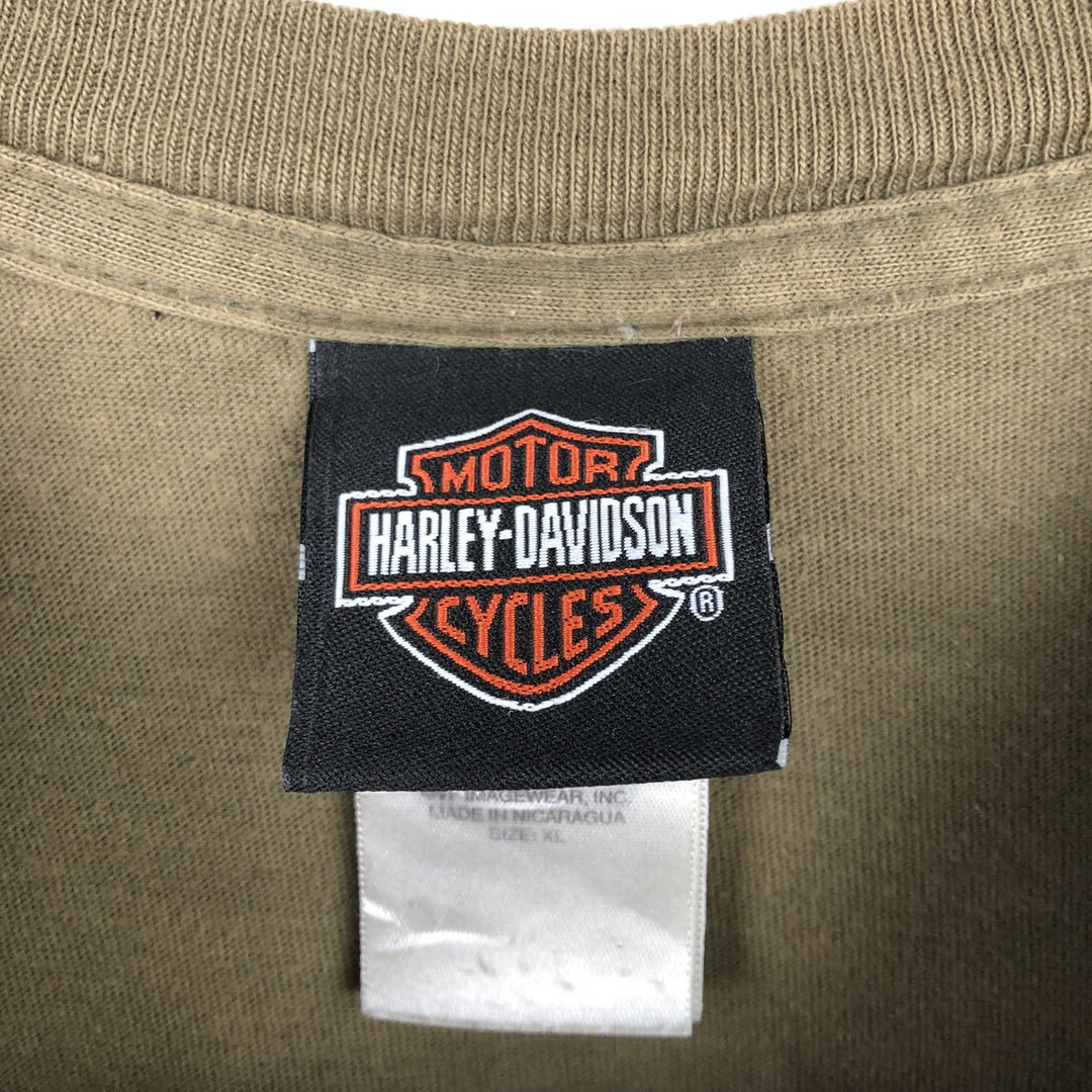 Harley-Davidson Motorcycle Bike T-shirt, Men's XL size cotton Khaki type Vintage Second Hand