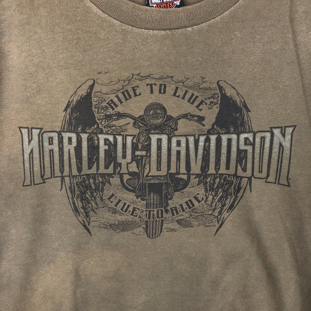 Harley-Davidson Motorcycle Bike T-shirt, Men's XL size cotton Khaki type Vintage Second Hand
