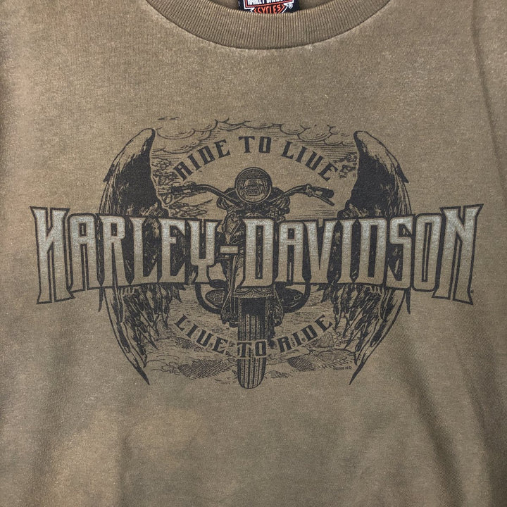 Harley-Davidson Motorcycle Bike T-shirt, Men's XL size cotton Khaki type Vintage Second Hand