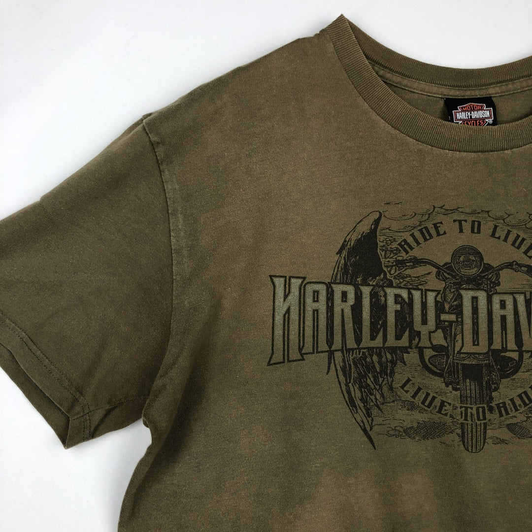 Harley-Davidson Motorcycle Bike T-shirt, Men's XL size cotton Khaki type Vintage Second Hand