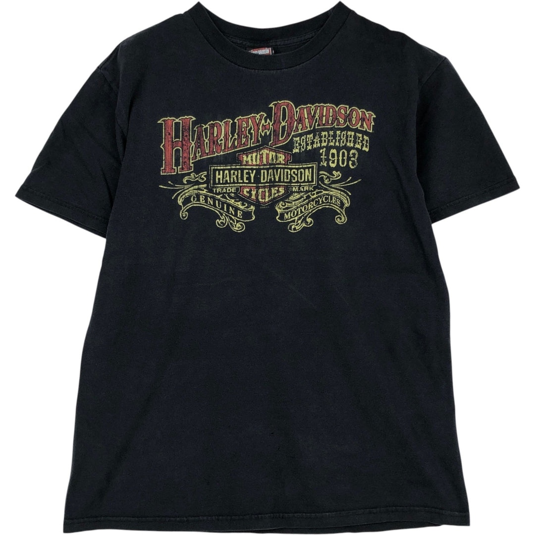 00'S Harley-Davidson Motorcycle Bike T-shirt Men's L size cotton black type Vintage Second Hand