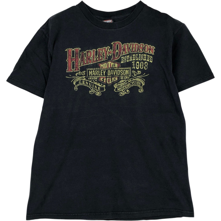 00'S Harley-Davidson Motorcycle Bike T-shirt Men's L size cotton black type Vintage Second Hand