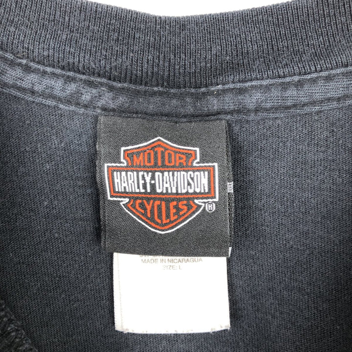 00'S Harley-Davidson Motorcycle Bike T-shirt Men's L size cotton black type Vintage Second Hand