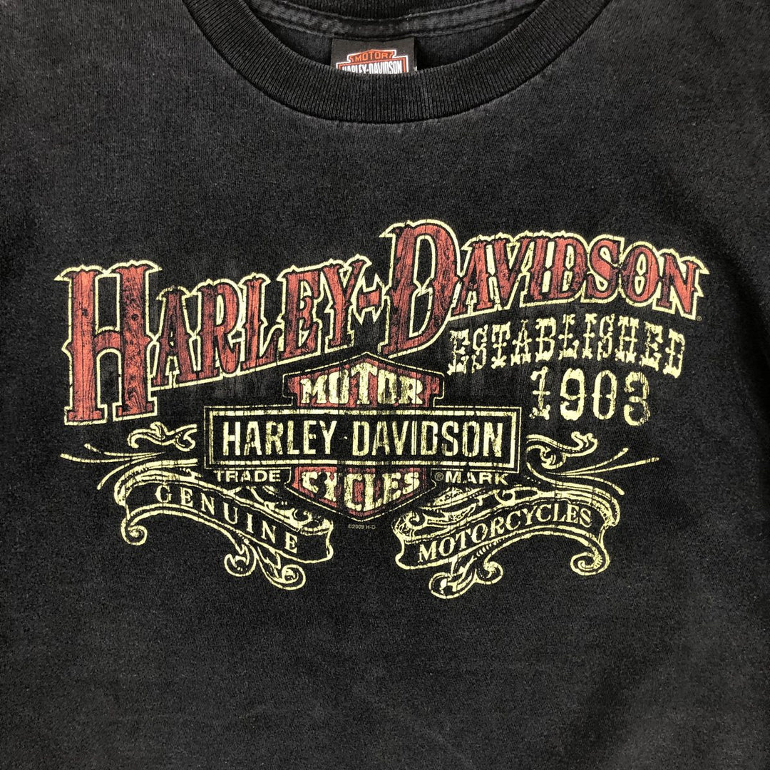 00'S Harley-Davidson Motorcycle Bike T-shirt Men's L size cotton black type Vintage Second Hand