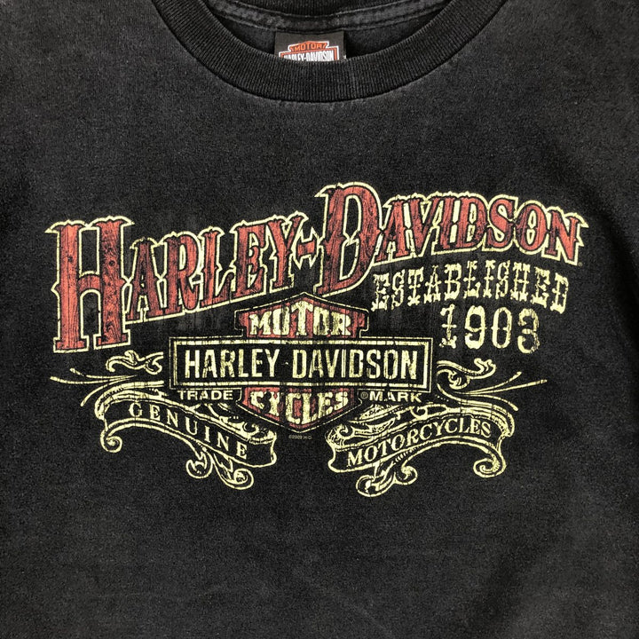 00'S Harley-Davidson Motorcycle Bike T-shirt Men's L size cotton black type Vintage Second Hand