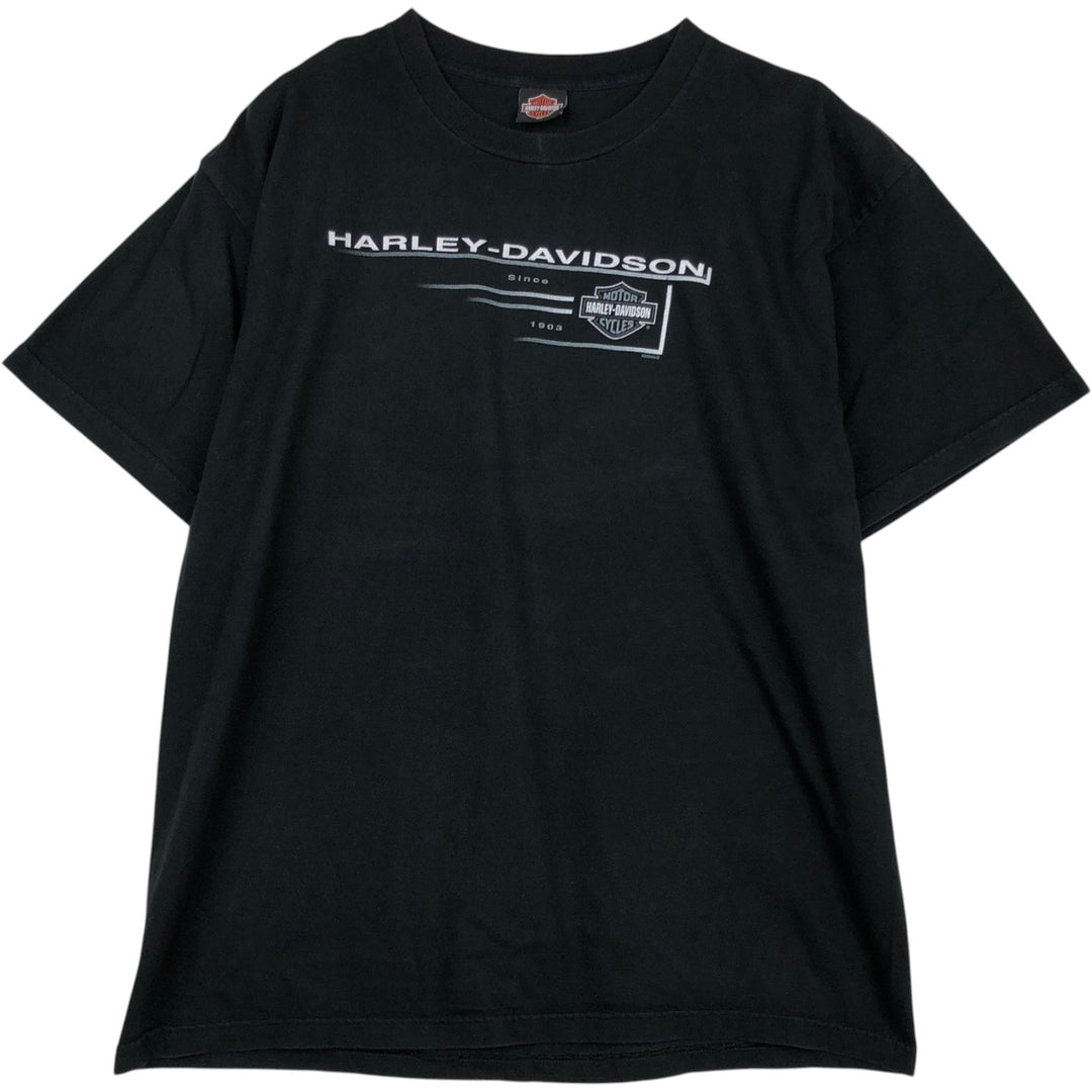 00'S Harley-Davidson Motorcycle Bike T-shirt Made in USA Men's XXL cotton black type Vintage Second Hand