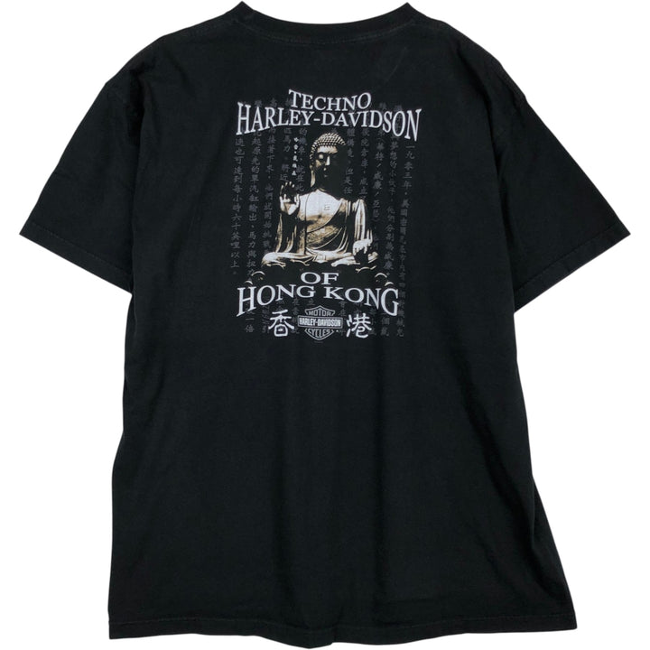 00'S Harley-Davidson Motorcycle Bike T-shirt Made in USA Men's XXL cotton black type Vintage Second Hand