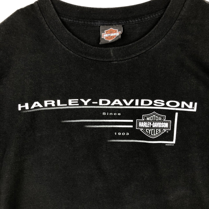 00'S Harley-Davidson Motorcycle Bike T-shirt Made in USA Men's XXL cotton black type Vintage Second Hand