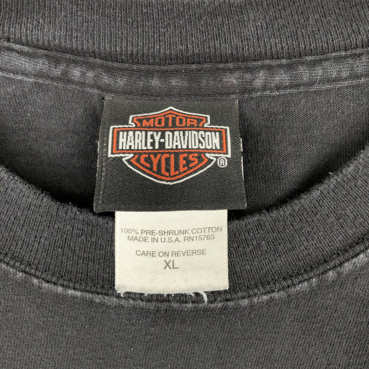 00'S Harley-Davidson Fire Pattern Motorcycle Bike T-Shirt Made in USA Men's XL cotton black type Vintage Second Hand