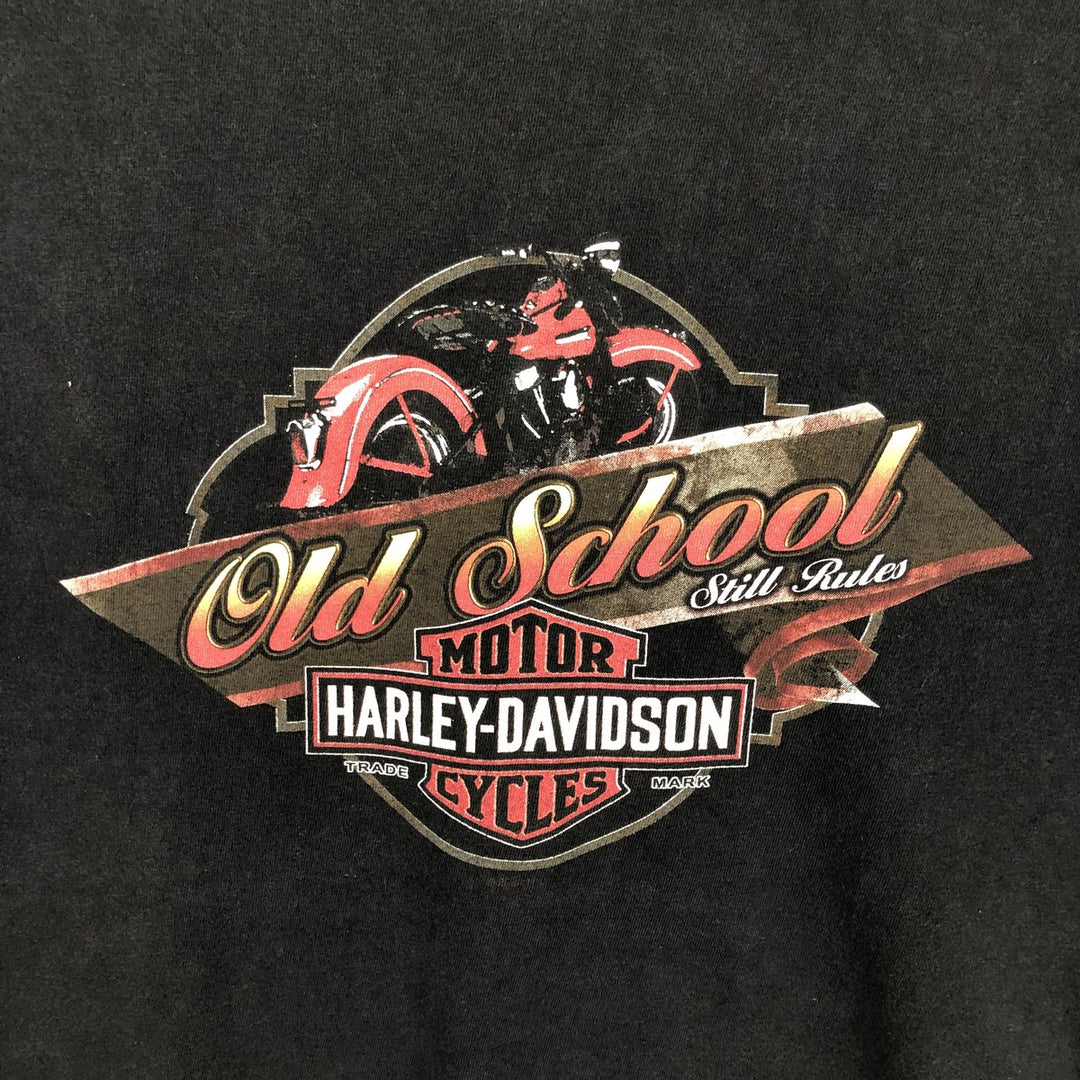 00'S Harley-Davidson Fire Pattern Motorcycle Bike T-Shirt Made in USA Men's XL cotton black type Vintage Second Hand