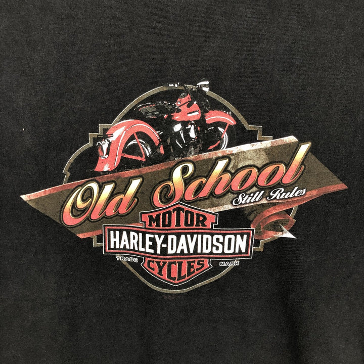 00'S Harley-Davidson Fire Pattern Motorcycle Bike T-Shirt Made in USA Men's XL cotton black type Vintage Second Hand