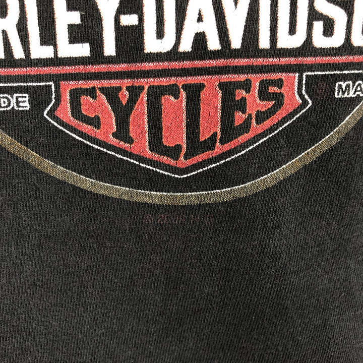 00'S Harley-Davidson Fire Pattern Motorcycle Bike T-Shirt Made in USA Men's XL cotton black type Vintage Second Hand
