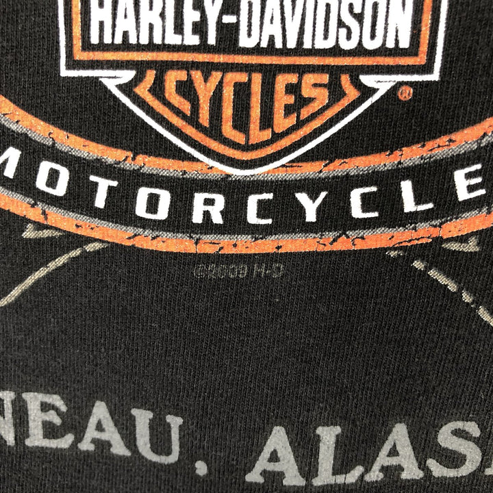 00'S Harley-Davidson Fire Pattern Motorcycle Bike T-Shirt Made in USA Men's XL cotton black type Vintage Second Hand