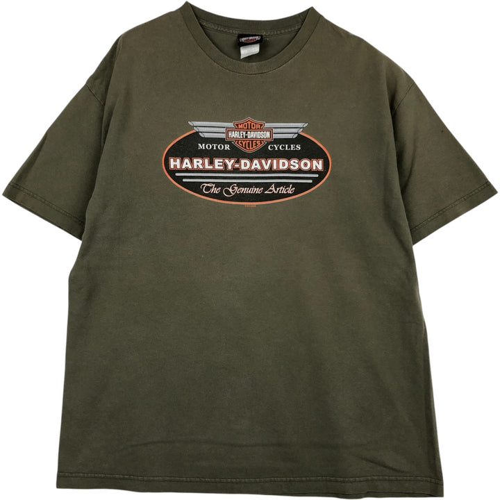 2000'S Harley-Davidson Dragon Pattern Motorcycle T-Shirt, Men's Size XL (approx.) cotton Khaki type Vintage Second Hand