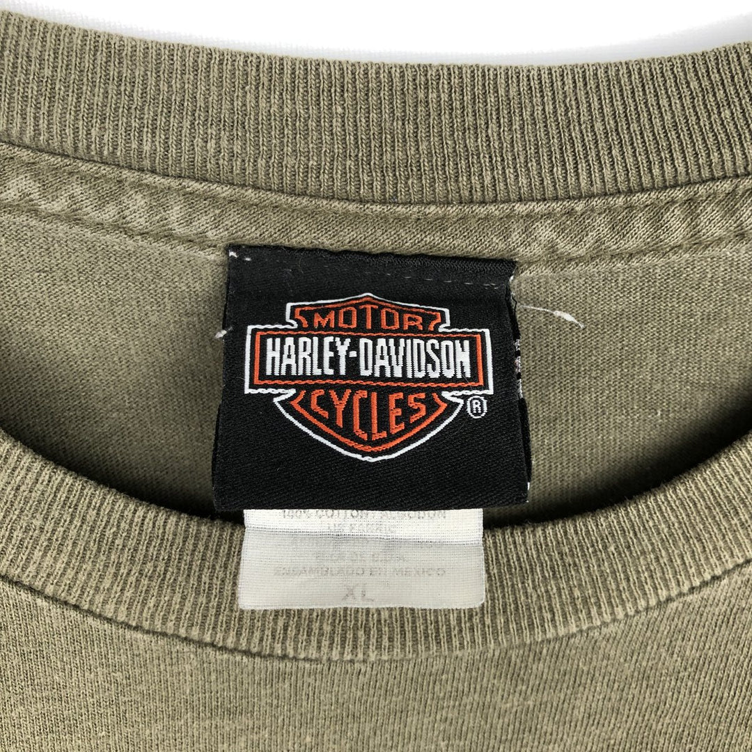 2000'S Harley-Davidson Dragon Pattern Motorcycle T-Shirt, Men's Size XL (approx.) cotton Khaki type Vintage Second Hand