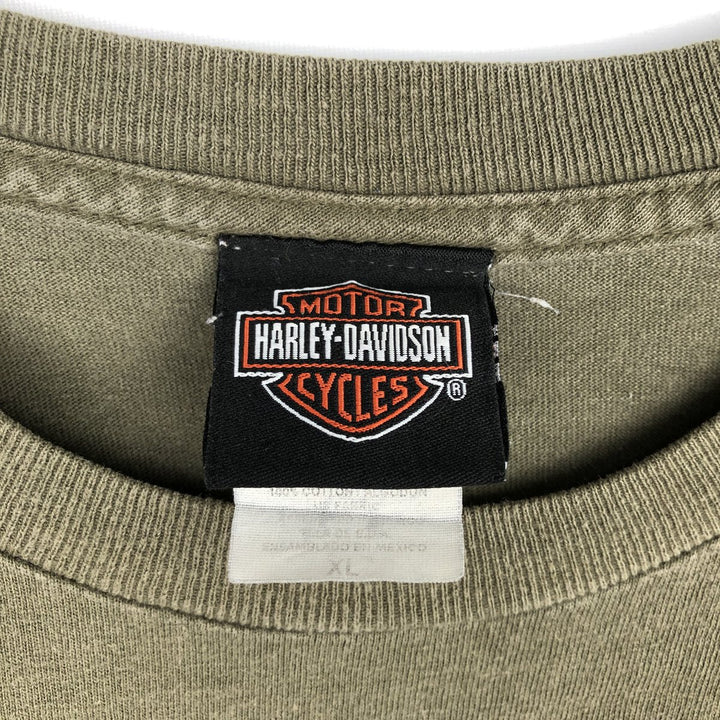 2000'S Harley-Davidson Dragon Pattern Motorcycle T-Shirt, Men's Size XL (approx.) cotton Khaki type Vintage Second Hand