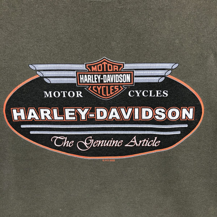 2000'S Harley-Davidson Dragon Pattern Motorcycle T-Shirt, Men's Size XL (approx.) cotton Khaki type Vintage Second Hand